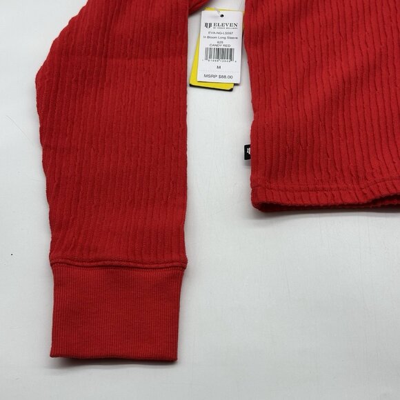 Eleven by Venus Williams Size Medium Bloom Candy Red Long Sleeve Ribbed Hoodie - Picture 12 of 13